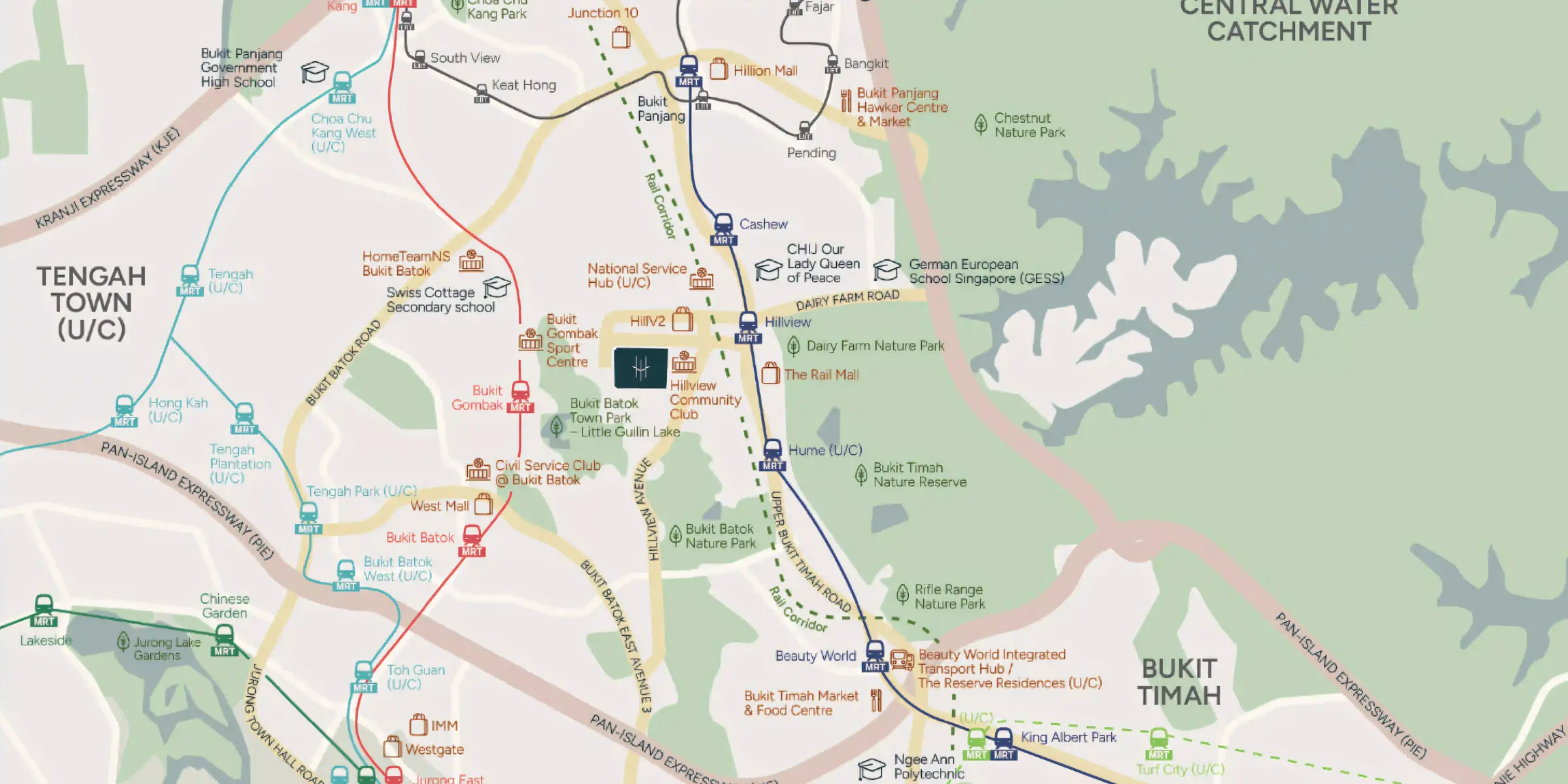 Location Map: A detailed map showing Hillhaven’s prime location, nearby amenities, and convenient access to MRT stations, parks, and other essential places, making it an ideal spot for connectivity and lifestyle.
